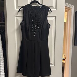 Black Sequin Embellished Fit and Flare Mini Dress
